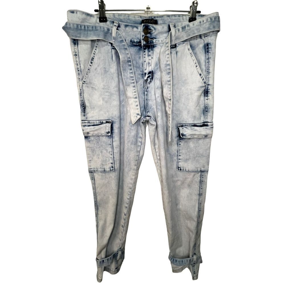 Pink Label Denim Blue Skinny Jeans With Extra Pockets And Belt